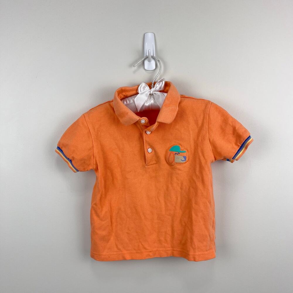 Mayoral Baby Back Print Polo Shirt Better Cotton Orange Puppy 24 Months